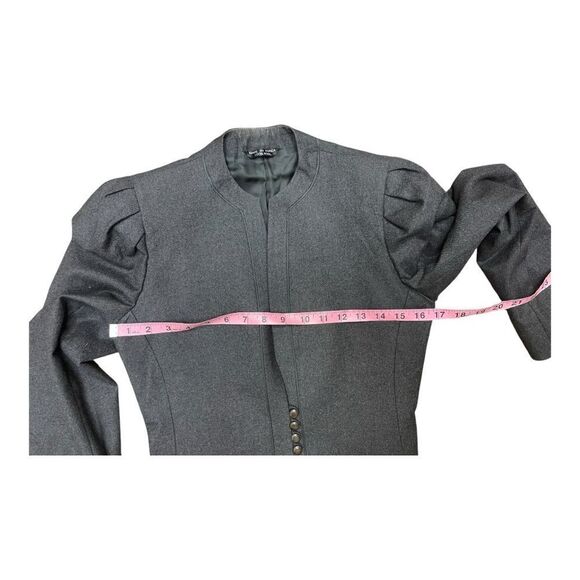 Vintage Tahari Gray Blazer Wool Mandarin Collar Size 4 Puff Sleeves - Picture 4 of 8